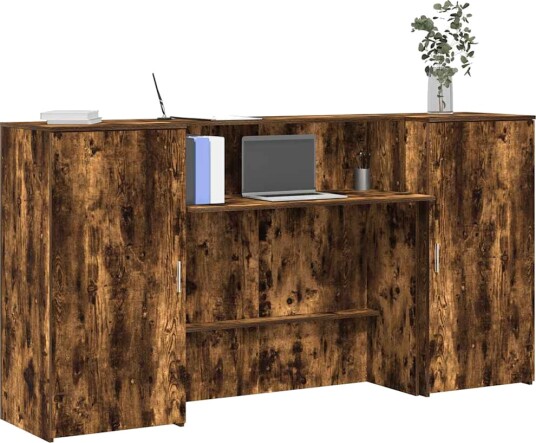 Resepsjonspult røkt eik 200x50x103,5 cm konstruert tre Resepsjonspult røkt eik 200x50x103,5 cm konstruert tre