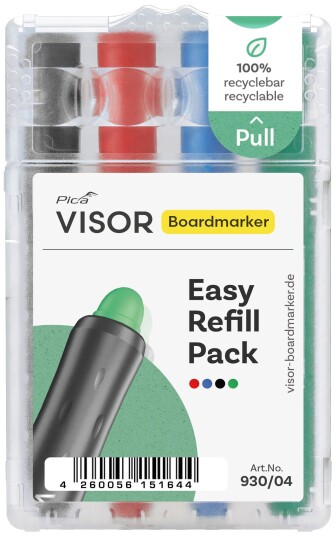 Pica Marker Visor Refill Whiteboard-tusjer Svart R??d Bl?? Gr??nn 4 stk