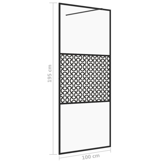 vidaXL Dusjvegg med klart ESG-glass 100x195 cm SVART
