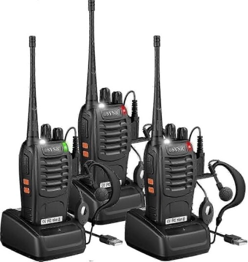 3-pak profesjonelle walkietalkier for voksne 5 km/3 miles lang rekkevidde walkietalkier