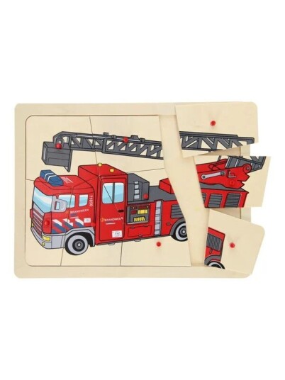 Playwood Wooden Knob Puzzle Fire Brigade 9 Pcs. Tre