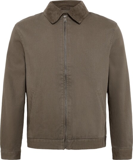 Mango Corduroy Collar Denim Jacket Brown M