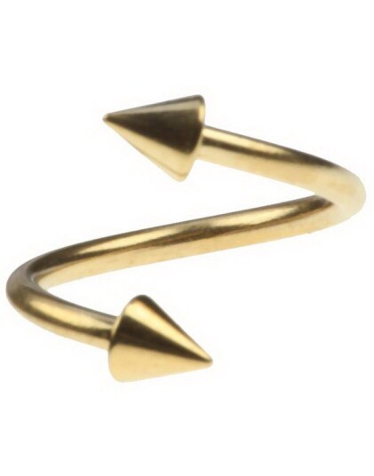 Utgått Curve Gullfarget Øyenbrynspiercing med Spike Kuler 1.2 x 10 mm