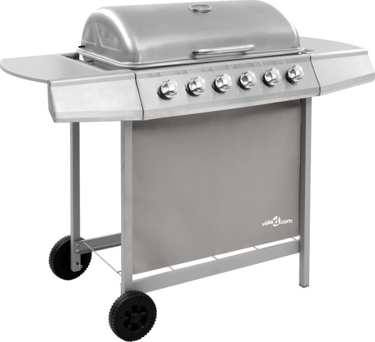 Gassgrill med 6 brennere sølv Silver