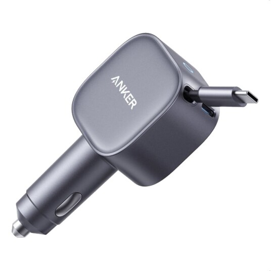 Anker Nano 75W Bilstrømadapter med Uttrekkbar USB-C