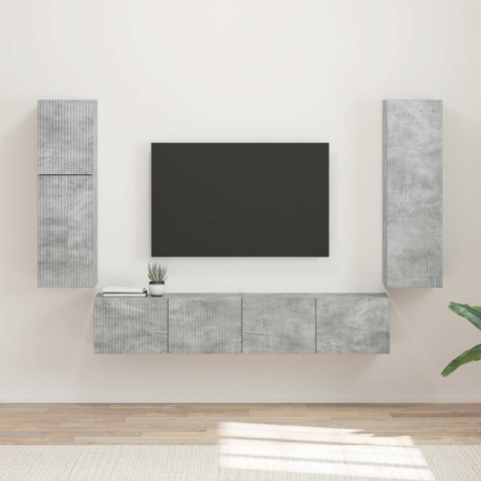 TV benksett Veggmontert 4 pcs Betonggrå Konstruert tre TV benksett Veggmontert 4 pcs Betonggrå Konstruert tre