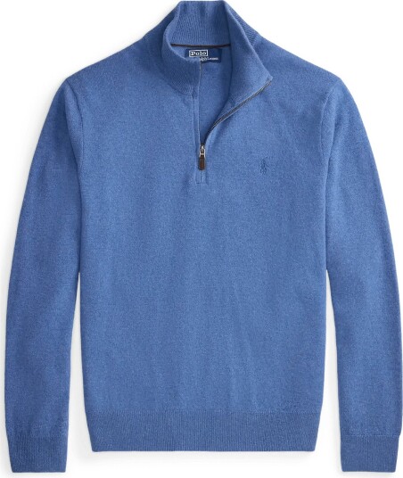 Polo Ralph Lauren Wool Quarter Zip Sweater BLUE BORAGE HEATH M