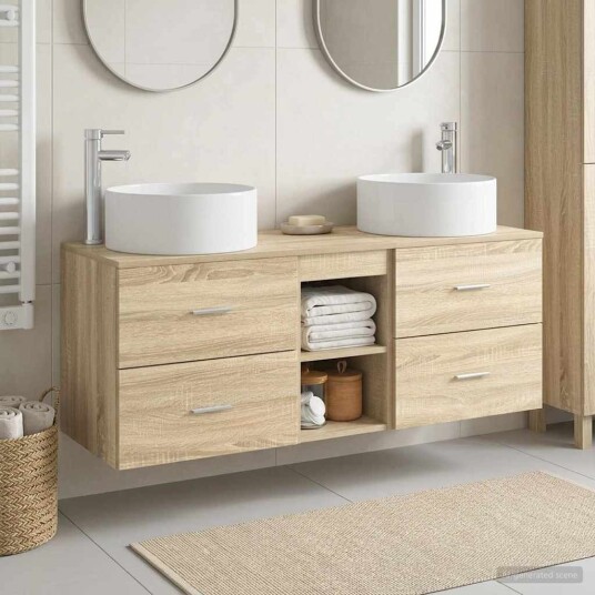 vidaXL Baderomsinnredningssett 3 stk. Sonoma eik 49,5 x 44,5 x 65,5 cm vidaXL Baderomsinnredningssett 3 stk. Sonoma eik 49,5 x 44,5 x 65,5 cm