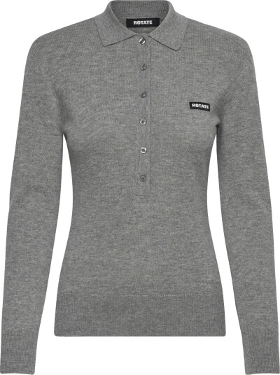 ROTATE Wool Longleeve Polo   Grey   XL
