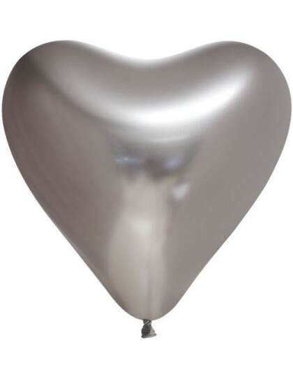 20 stk 30 cm Sølvfargede Glossy Mirror Hjerteballonger