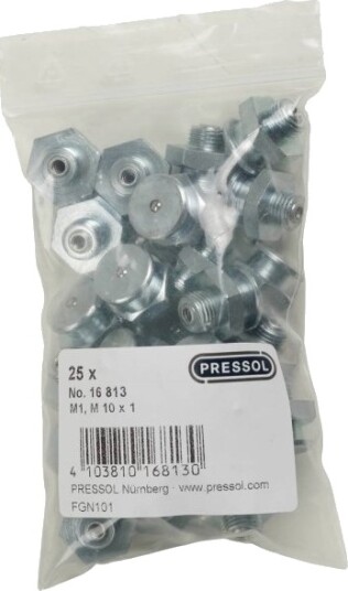 Pressol Smørenippel Flat M1 Kø 16 M 10 X 1 Vz 25 Stk 16 813 Pressol Smørenippel Flat M1 Kø 16 M 10 X 1 Vz 25 Stk 16 813