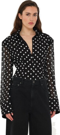 ROTATE Chiffon Fitted Shirt Black 36 ROTATE Chiffon Fitted Shirt Black 36