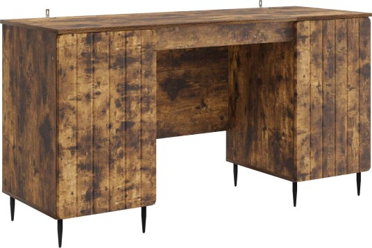 vidaXL Skrivebord med hylle Røkt Eik 142,5 x 50 x 75 cm Konstruert tre