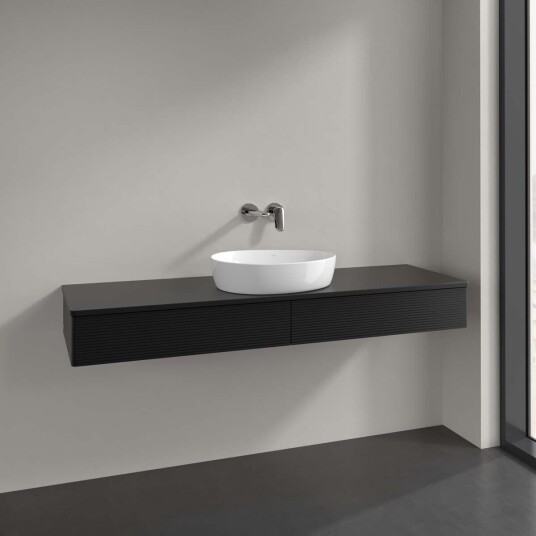 Villeroy & Boch Antao Servantskap med 2 skuffer 160x50x19 cm m/lys Sort Matt