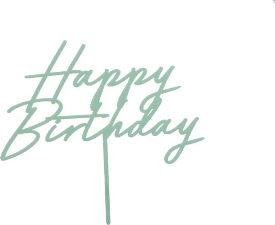 Kaketopp i Akryl "Happy Birthday"  Lys Grønn | Slikkepott.No