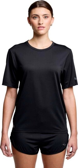 Saucony Women"s Stopwatch Short Sleeve Black XS Saucony Women"s Stopwatch Short Sleeve Black XS