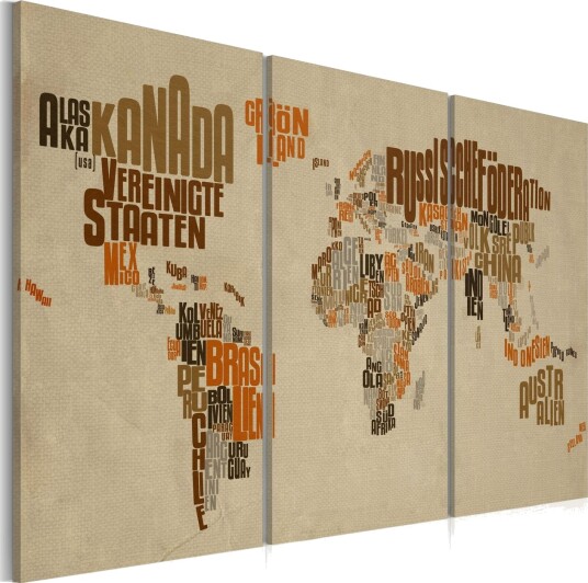 Bilde Kart Over Verden Tysk Triptyk 60x40 Artgeist sp. z o. o.