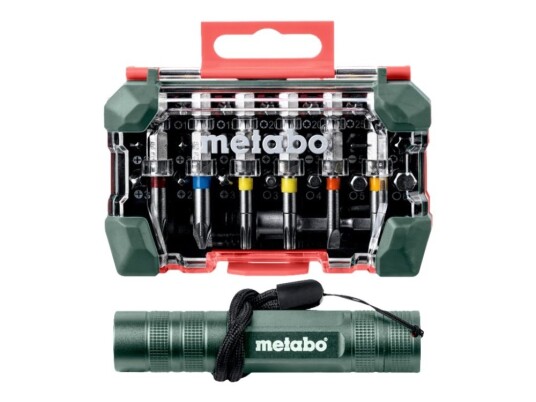 Metabo 29-dels Bitssett med Lommelykt - Torx, Phillips, Pozidriv, Slot, 50 mm og 25 mm Metabo 29-dels Bitssett med Lommelykt - Torx, Phillips, Pozidriv, Slot, 50 mm og 25 mm