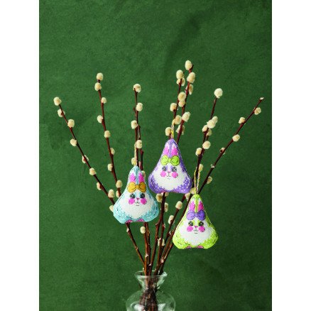 Permin Broderisett Påskehare med sløyfe 3pk 6x7cm