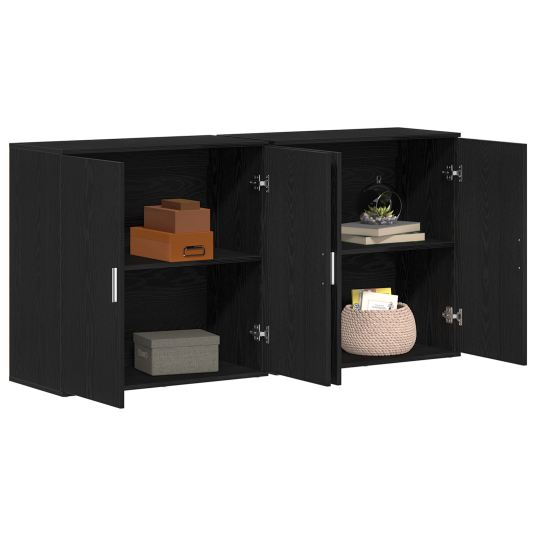 Sideboards 2 stk Svart Eik 79x38x80 cm Konstruert Tre