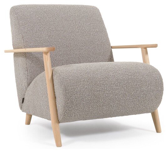 Kave Home Meghan Loungestol, Brun Lammeskinn-look/Ask Unoliving