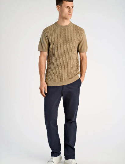 Lindbergh Knitted S/S O Neck Tee Khaki green L Lindbergh Knitted S/S O Neck Tee Khaki green L