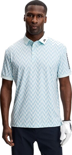 J.LINDEBERG Tour Tech Print Golf Polo T skjorte Herre Blå L