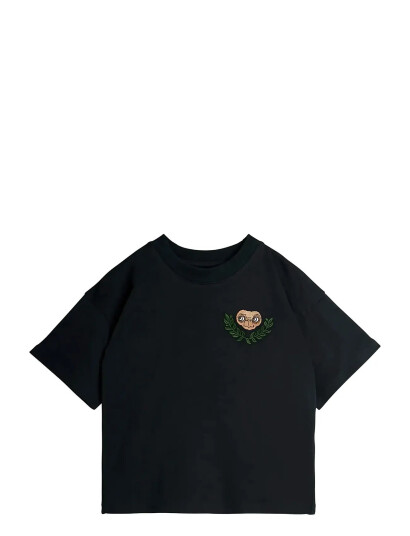 Mini Rodini E.t Emb Ss Tee - Black - 80/86 Mini Rodini E.t Emb Ss Tee - Black - 80/86