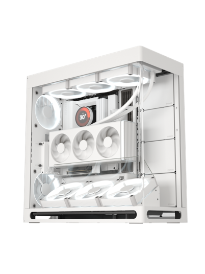 Havn HS 420 VGPU Midi Tower Kabinett Hvit med Herdet Glass Havn HS 420 VGPU Midi Tower Kabinett Hvit med Herdet Glass