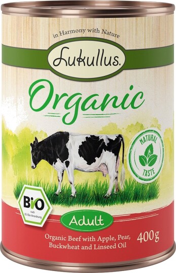 Lukullus Våtfôr Adult Økologisk Økologisk Med Økologisk Eple Glutenfri Okse 24 X 400 G