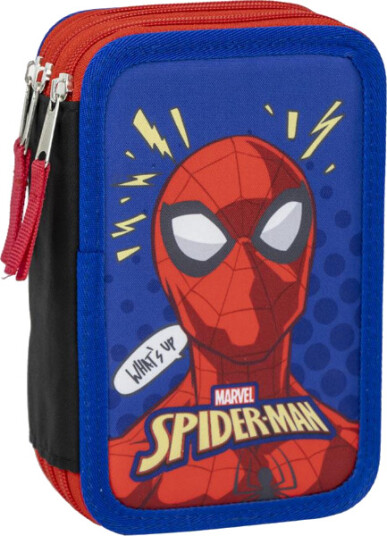 Spider Man Trippel Pennal Med Innhold Blå
