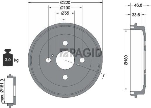 Bremsetrommel PAGID 61367N