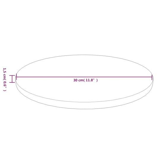  Rund bordplate lysebrun Ø30x1,5 cm behandlet heltre eik 342958