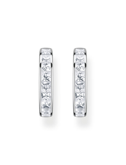 THOMAS SABO Hoop Earrings With White Stones Pavé Silver |Silver |One Size