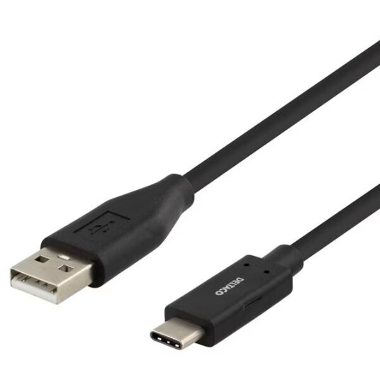 Deltaco USB-A til USB-C kabel 1m 3A Sort - USB 2.0 Deltaco USB-A til USB-C kabel 1m 3A Sort - USB 2.0