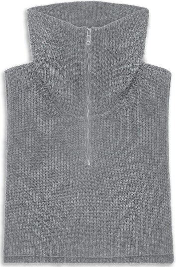 SUI AVA Cashmere Zip-Up Neck Warmer - LIGHT GREY - One Size