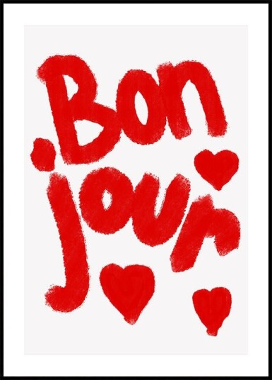 Bonjour Hearts Plakat Plakat / 50x70cm Bonjour Hearts Plakat Plakat / 50x70cm