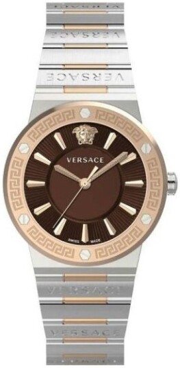 Versace Dameklokke VEVH01220 Greca Brun/Rose gulltonet stål Ø38 mm Versace Dameklokke VEVH01220 Greca Brun/Rose gulltonet stål Ø38 mm