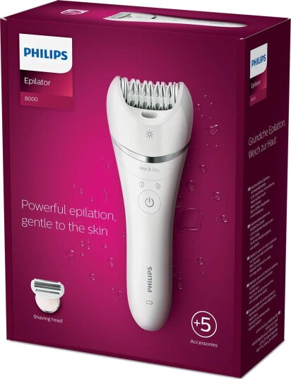 Philips Epilator Series 8000 Wet & Dry med barberhode og 5 tilbehørsdeler