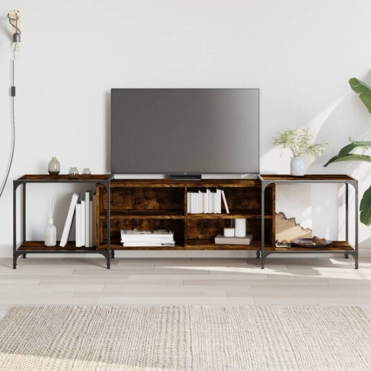 vidaXL TV-benk røkt eik 203x37x50 cm konstruert tre 8721012193918