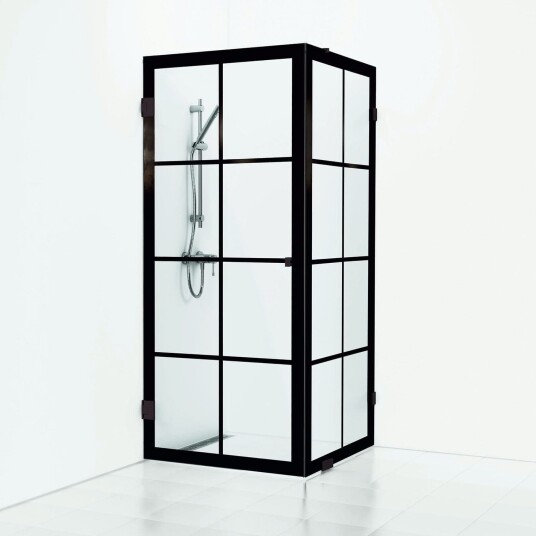 Svedbergs 180° Rista dusjhjørne rett/fast, 90x80 cm, industridekor, sort matt profil