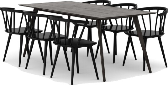 Tyrö Spisegruppe med 6 Tyrö Armstoler Smoked Oak/Black