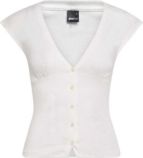 Gina Tricot V Neck Button Top OFFWHITE XS