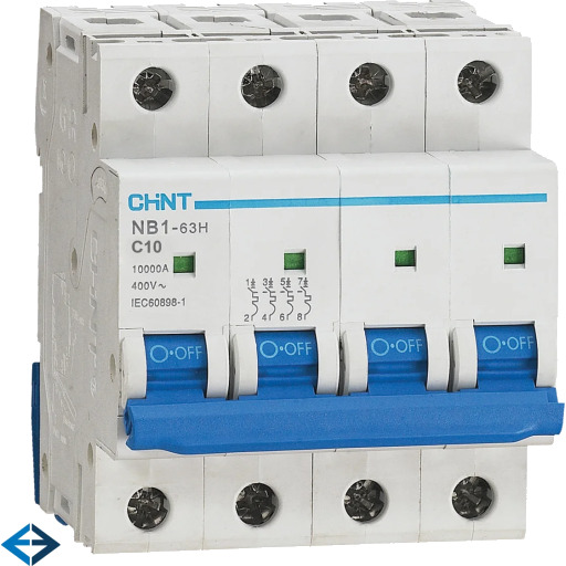 Chint Automatsikring Chint NB1-63H, C 10A 3P+N, 10kA