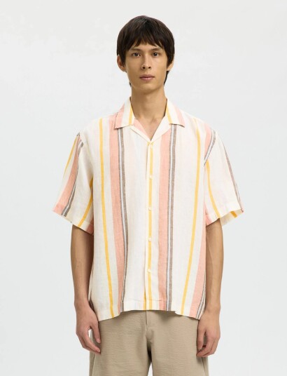 Selected Slhrlxkylian Linen Ss Shirt Resort White XL