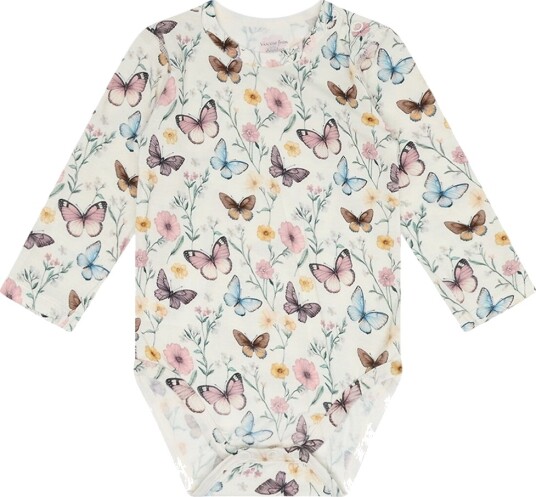 Hust and Claire Body I/e   Bambus   HCBuller   Ivory m. sommer f   Hust and Claire   4 år (104)   Langermet Body   Hvit