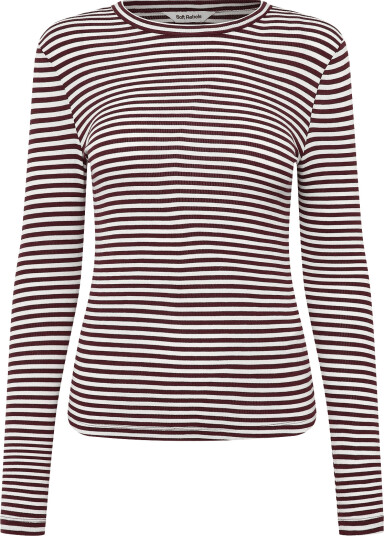 Soft Rebels Srfenja Stripe O Neck Top   Burgundy   L