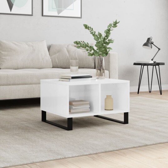  Salongbord høyglans hvit 60x50x36,5 cm konstruert tre 8721012109339
