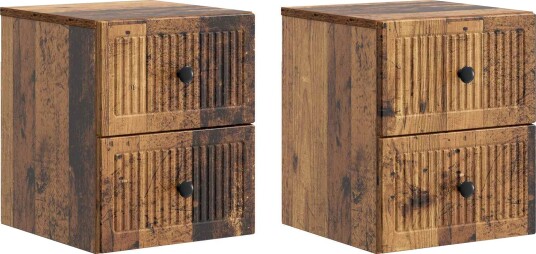 Vegghengt Nattbord 2 pcs Gammelt tre 33 x 34,5 x 40 cm