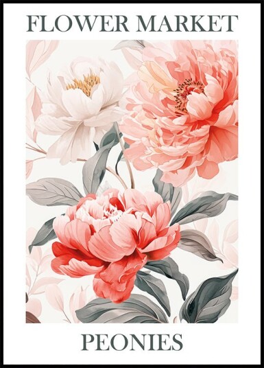 Peonies Pink Plakat Plakat / 40x50cm Peonies Pink Plakat Plakat / 40x50cm